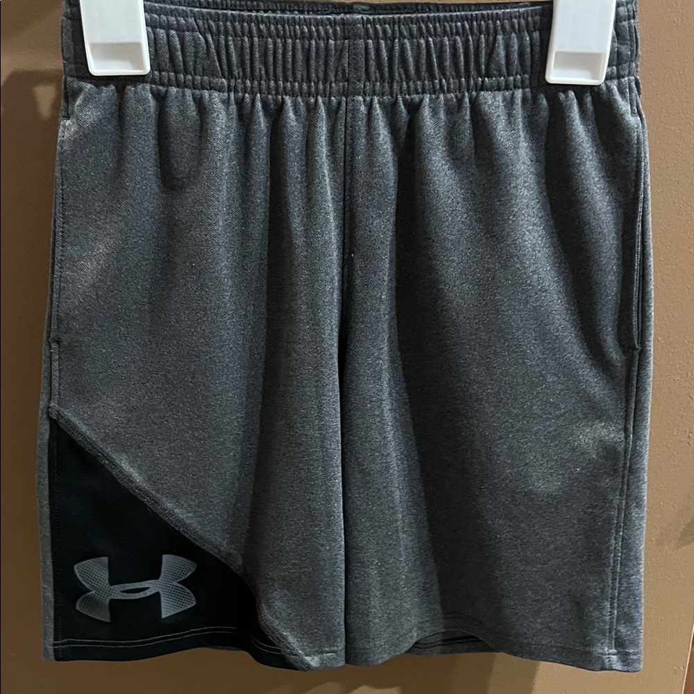 Boys Under Armour Charcoal and Black Training Shorts